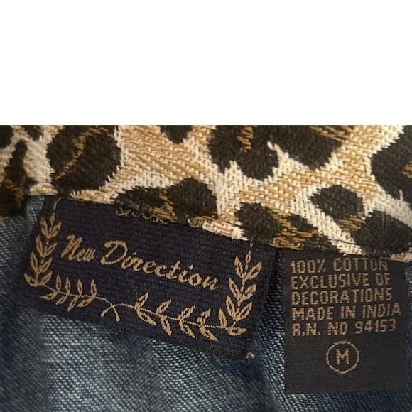 Vintage New Directions Women Medium Embroidery‎ Animal Print Blue Denim Jean - Picture 4 of 9
